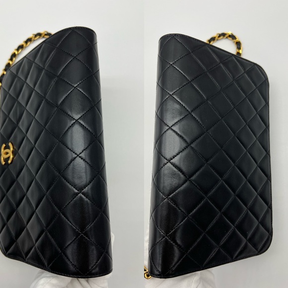 ❌SOLD❌ Authentic Chanel Vintage black Lambskin full flap chain shoulder bag (A) - Picture 14 of 16